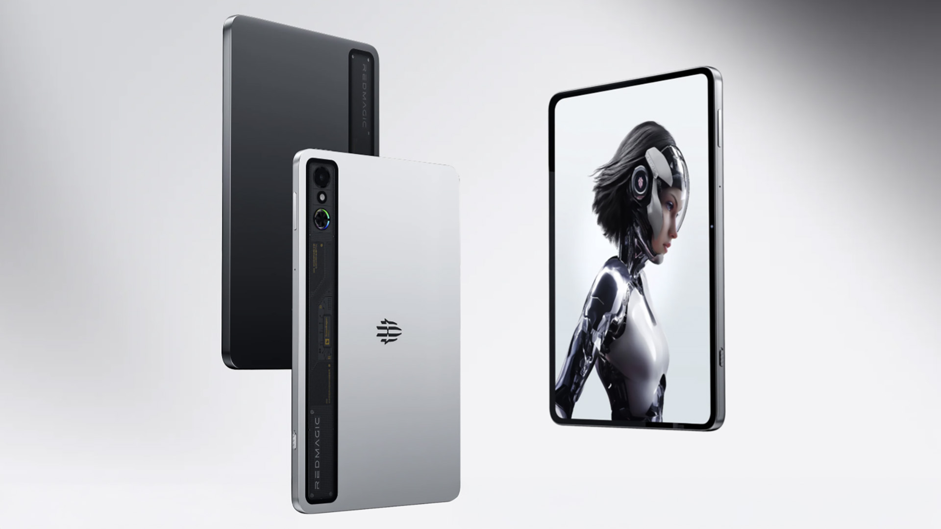 Redmagic Astra Gaming Tablet floating on a grey tinted background