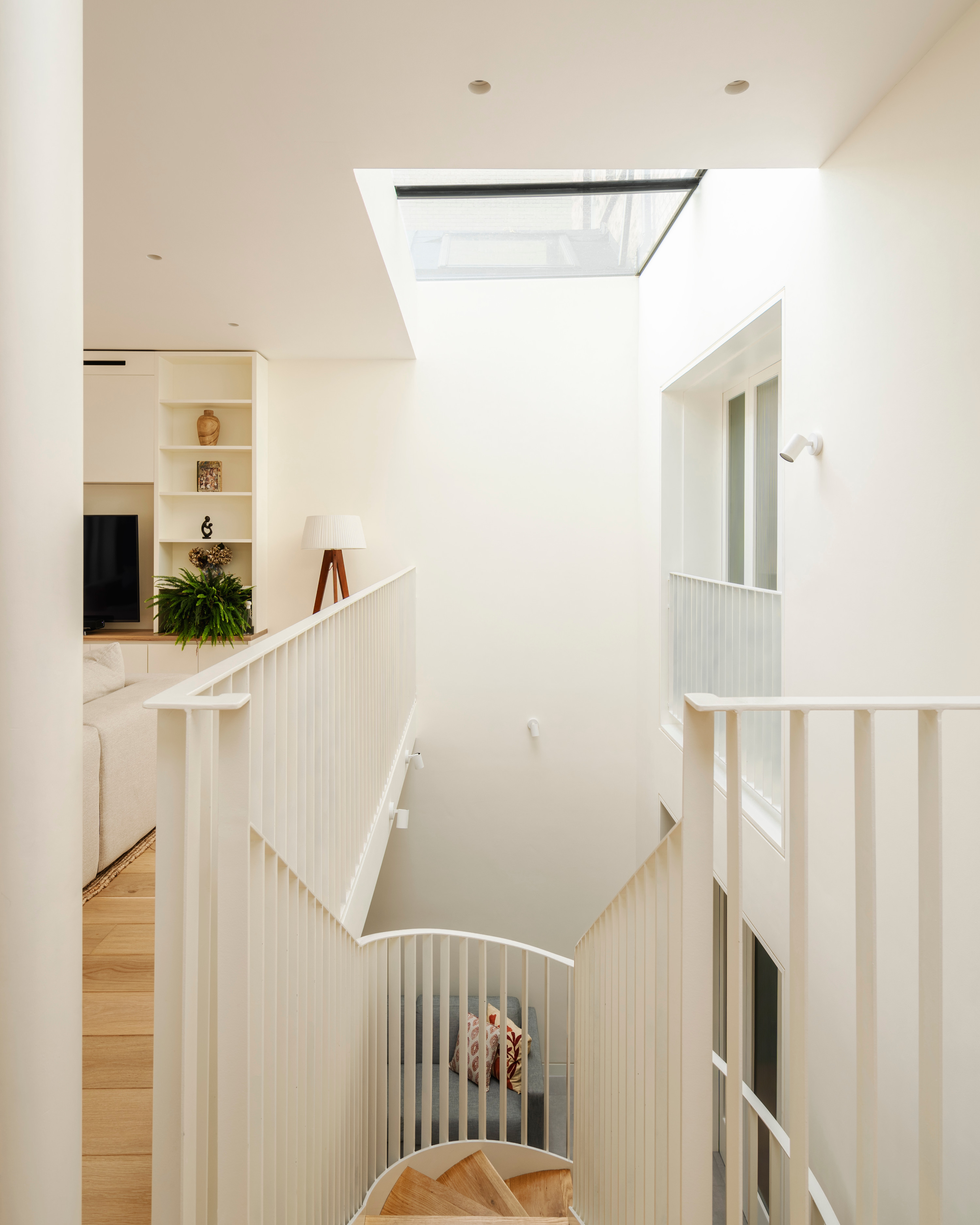 The staircase is top lit by a new rooflight