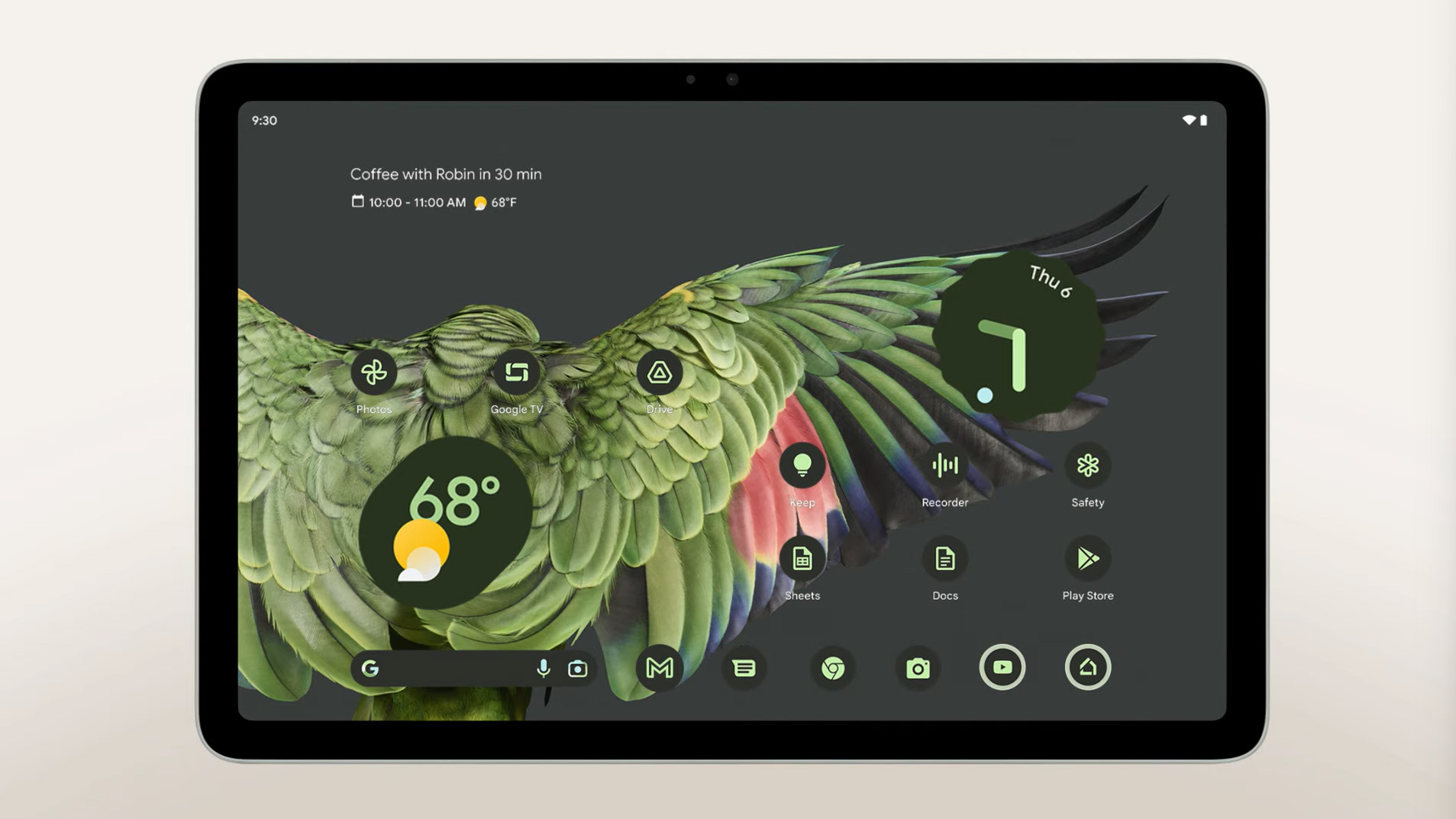 Google Pixel Tablet home screen at the Google Event Fall 2022