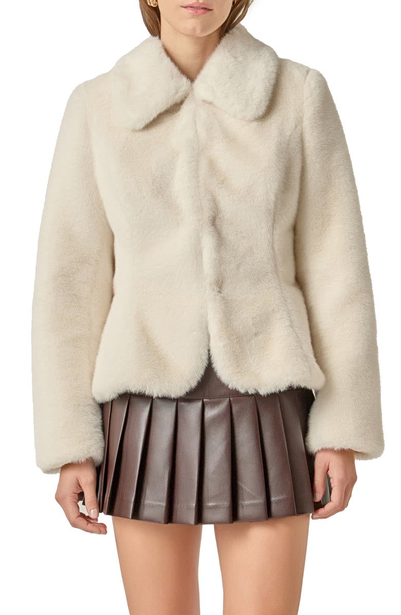 Peplum Faux Fur Coat