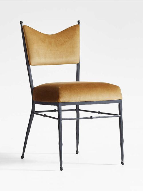 Rodin Ochre Velvet Dining Chair by Athena Calderone