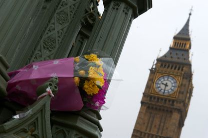 Memorial flowers for the Westminster attack