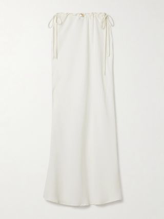 Ola Pearl-Embellished Recycled Crepe De Chine Midi Skirt