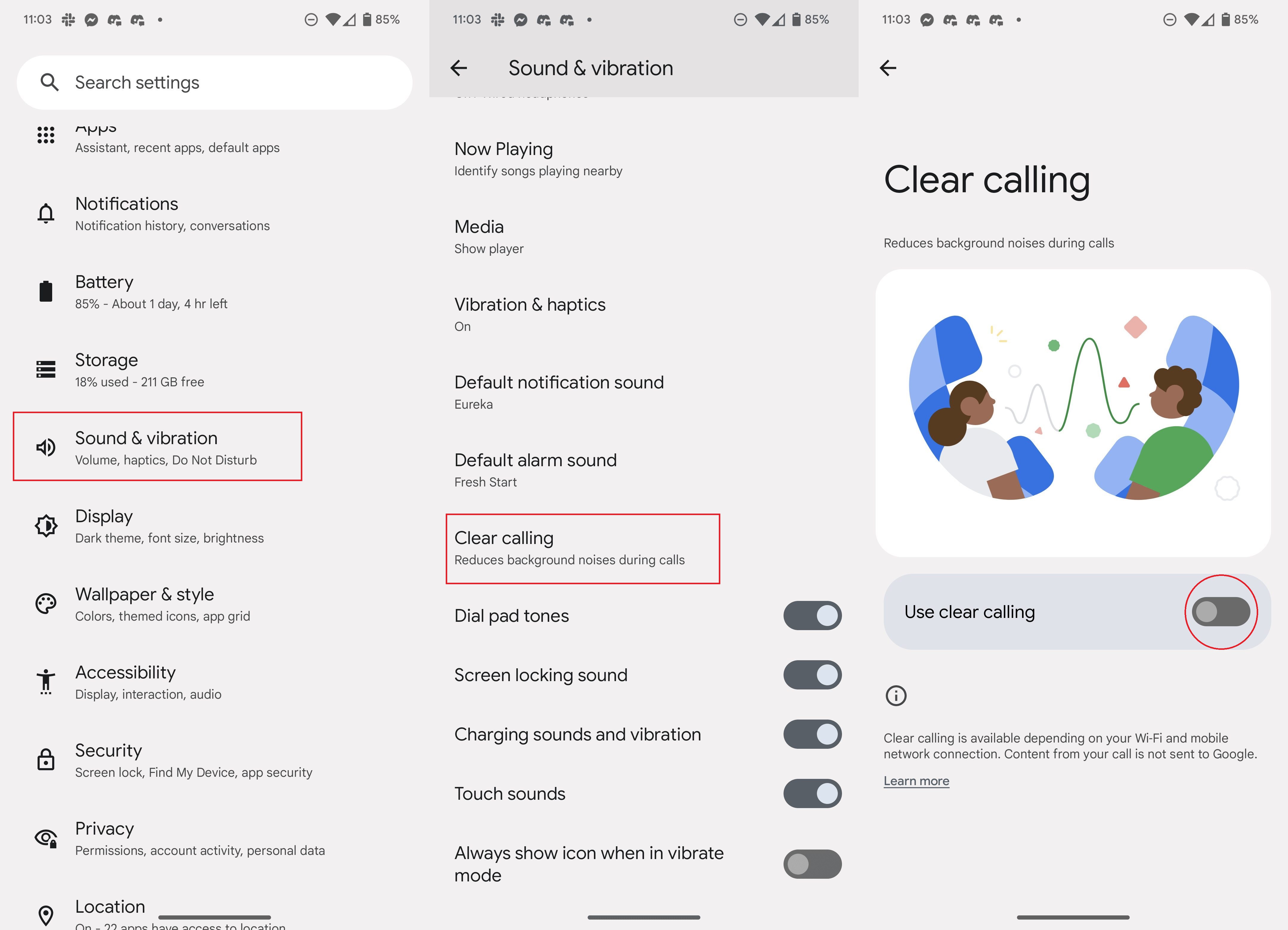 Steps to enable Clear Calling on Pixel 7 Pro