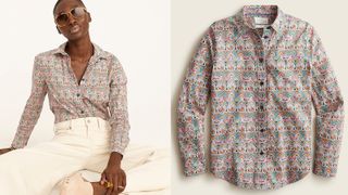best shirts for women include this paisley shirt by J.Crew x Liberty