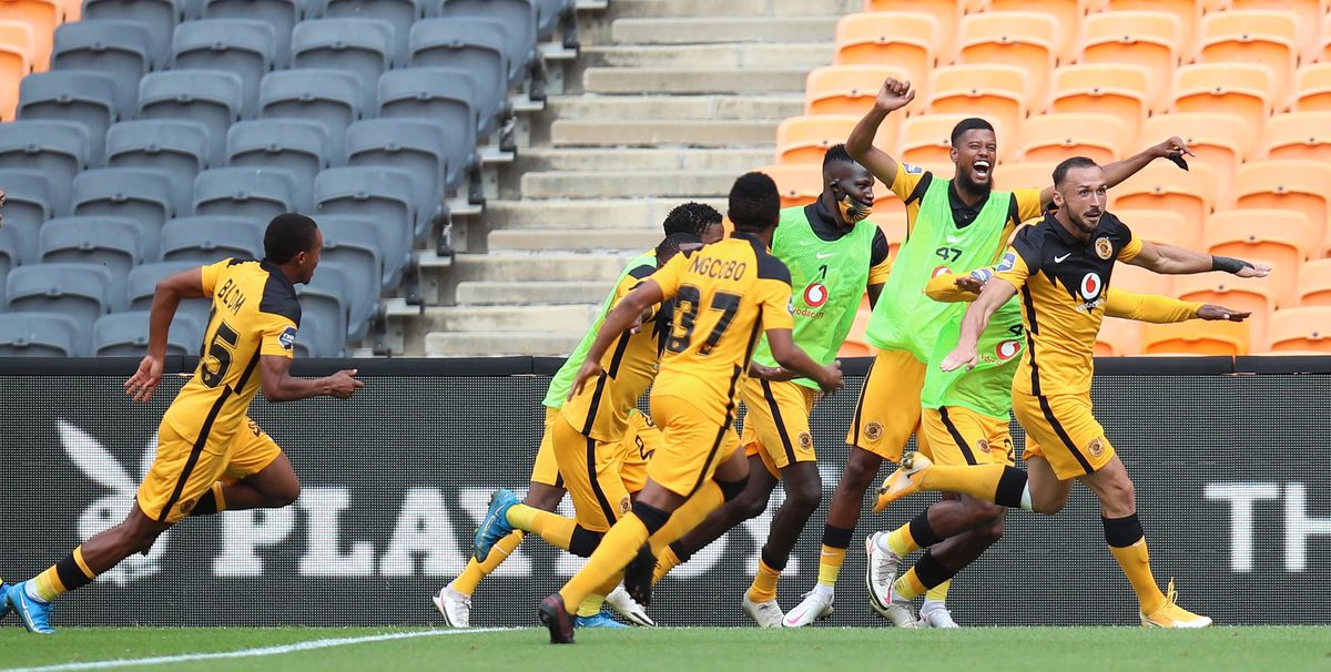 Samir Nurkovic of Kaizer Chiefs celebrates his goal with teammates