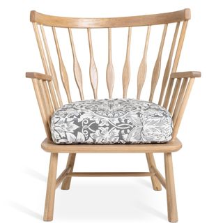 oak armchair with William Morris print seat pad