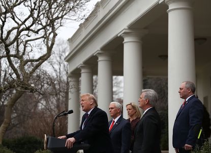 President Trump speaks to the media after a meeting with Congressional leaders about ending the partial government shutdown, in the Rose Garden at the White House on January 4, 2019.
