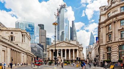 London financial district with Royal Exchange and Bank of England