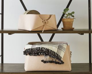 Ballard Designs Leather Baskets