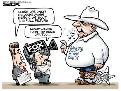 Editorial cartoon Cliven Bundy racist Fox News