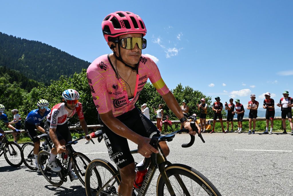 PLATEAU DE BEILLE FRANCE JULY 14 Richard Carapaz of Ecuador and Team EF Education EasyPost competes during the 111th Tour de France 2024 Stage 15 a 1977km stage from Loudenvielle to Plateau de Beille 1782m UCIWT on July 14 2024 in Plateau de Beille France Photo by Tim de WaeleGetty Images