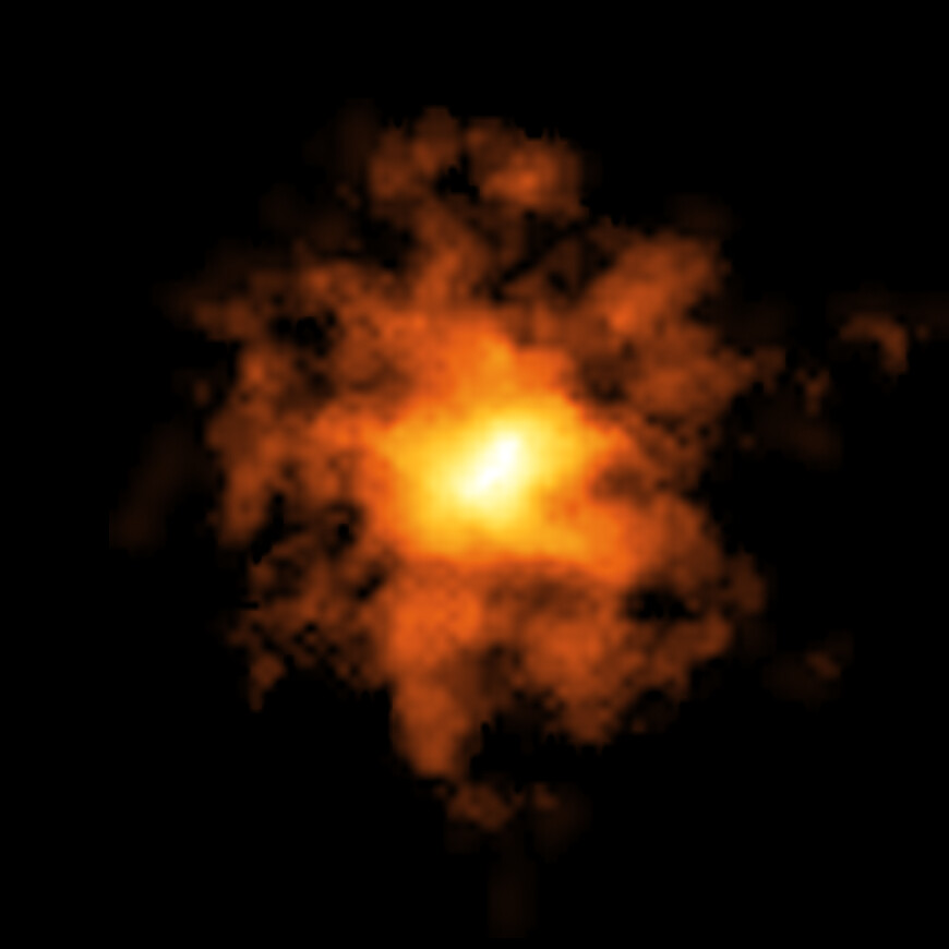 Glowing orange irregularly shaped blobs on black background