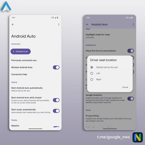 Android Auto's Material You redesign for settings.