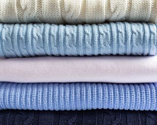folded, stacked knitwear