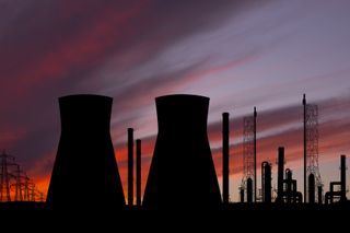Image of a Nuclear power plant at sunset