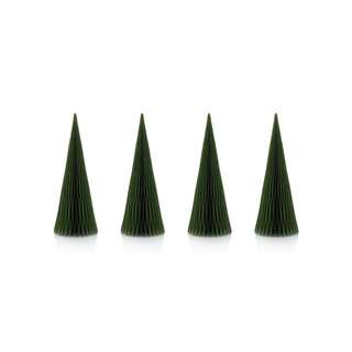 four green paper trees