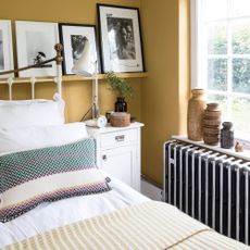 radiator in yellow bedroom