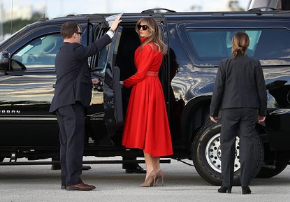Melania Trump departs for Mar-a-Lago.