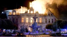City hall aflame in Limoges, France.