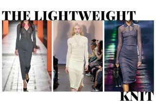 Future made graphic from Fall/Winter 2023 imagery of fine knit tops and dresses