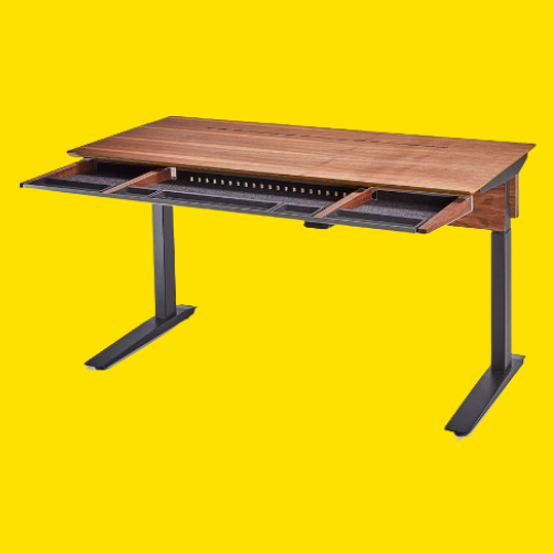 Grovemade gaming desk on a yellow background