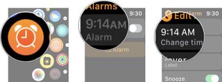 Launch alarms app on Apple Watch, tap the alarm you want to edit, and then tap the option you want to change.