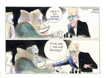 Political Cartoon U.S. gop biden chess move