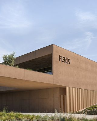 close up of exterior of fendi factory