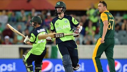 Ireland's George Dockrell during the 2015 Cricket World Cup between Ireland and South Africa