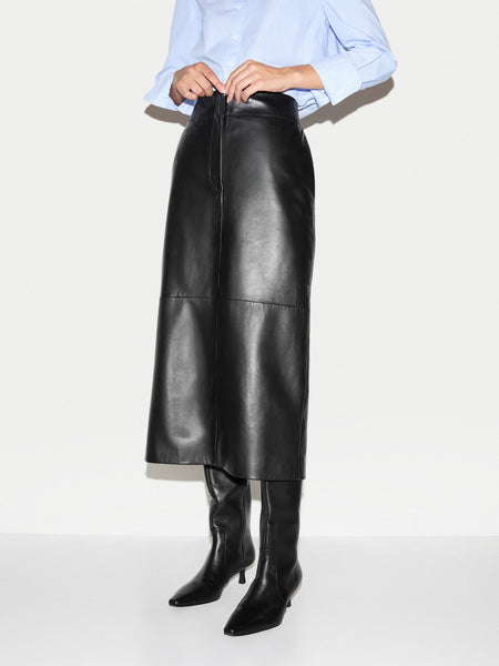 Nappa Leather Maxi Split Skirt | Black