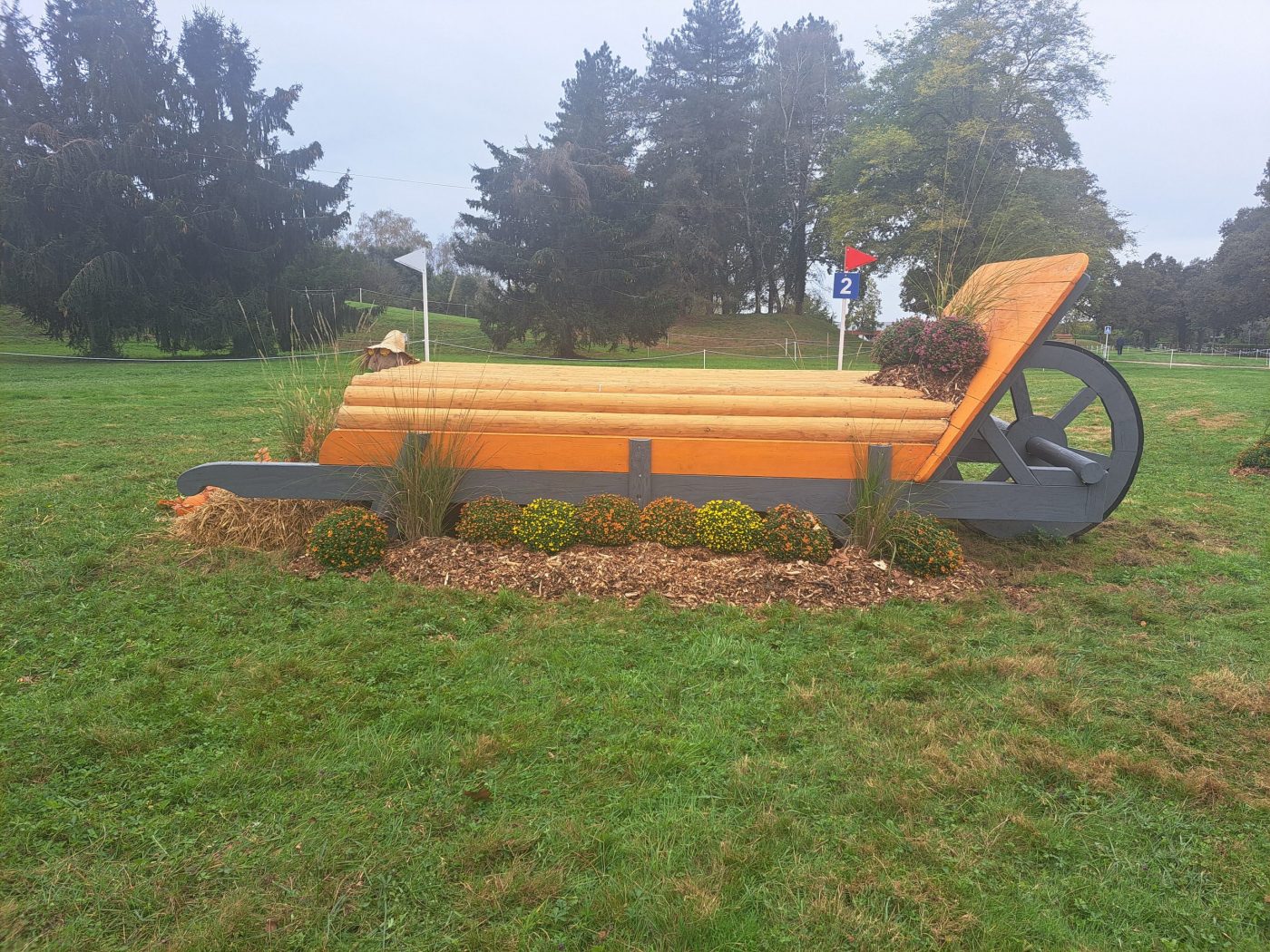 Pictured the fence two of Pau Horse Trials cross-country course 2023