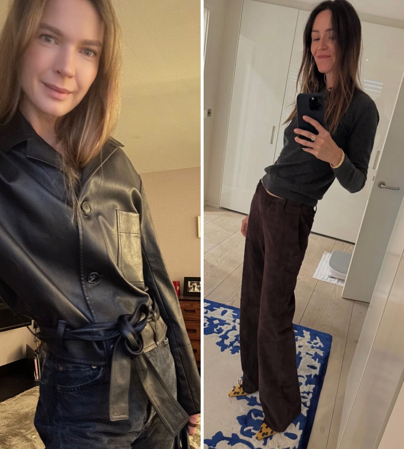 indre serpytyte and alex eagle wearing leather and suede items from stouls