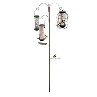 Divchi Bird Feeder With 2 Dishes, Bird Feeders Hanging Station, Bird Feeder Pole, Bird Feeding Station, Metal Bird Feeder Stand, Bird Feeders for Small Birds Garden Decorations