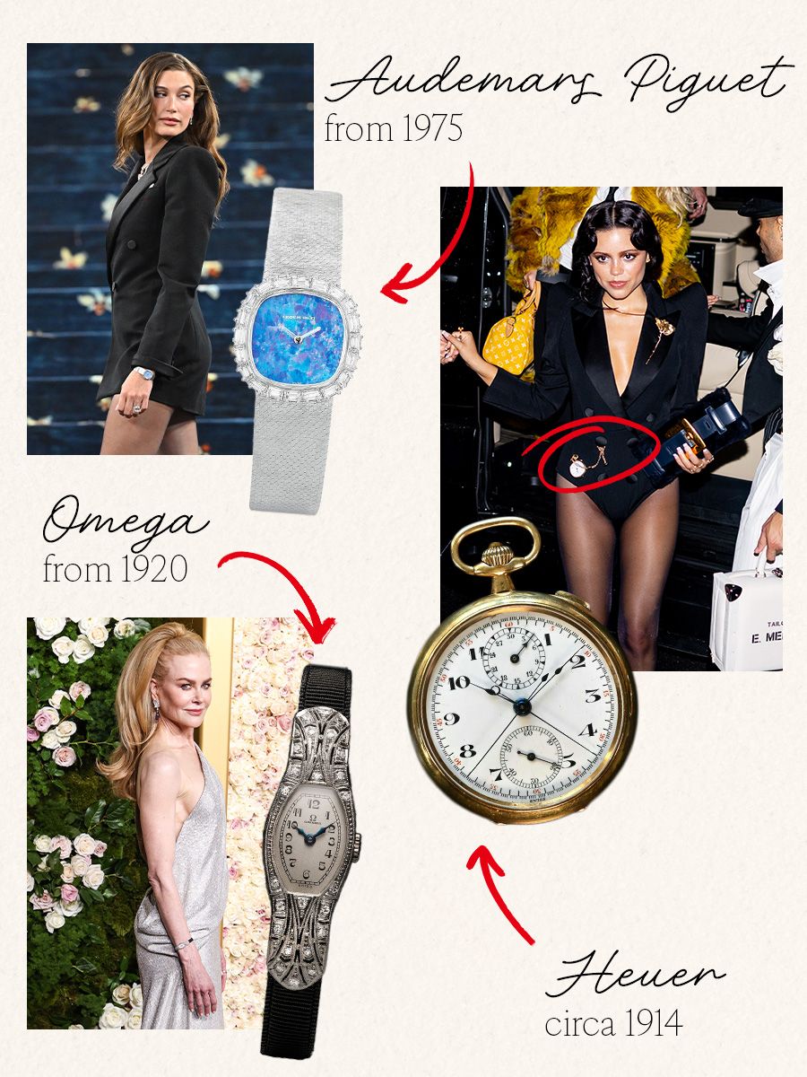 a collage of celebrities wearing vintage watches