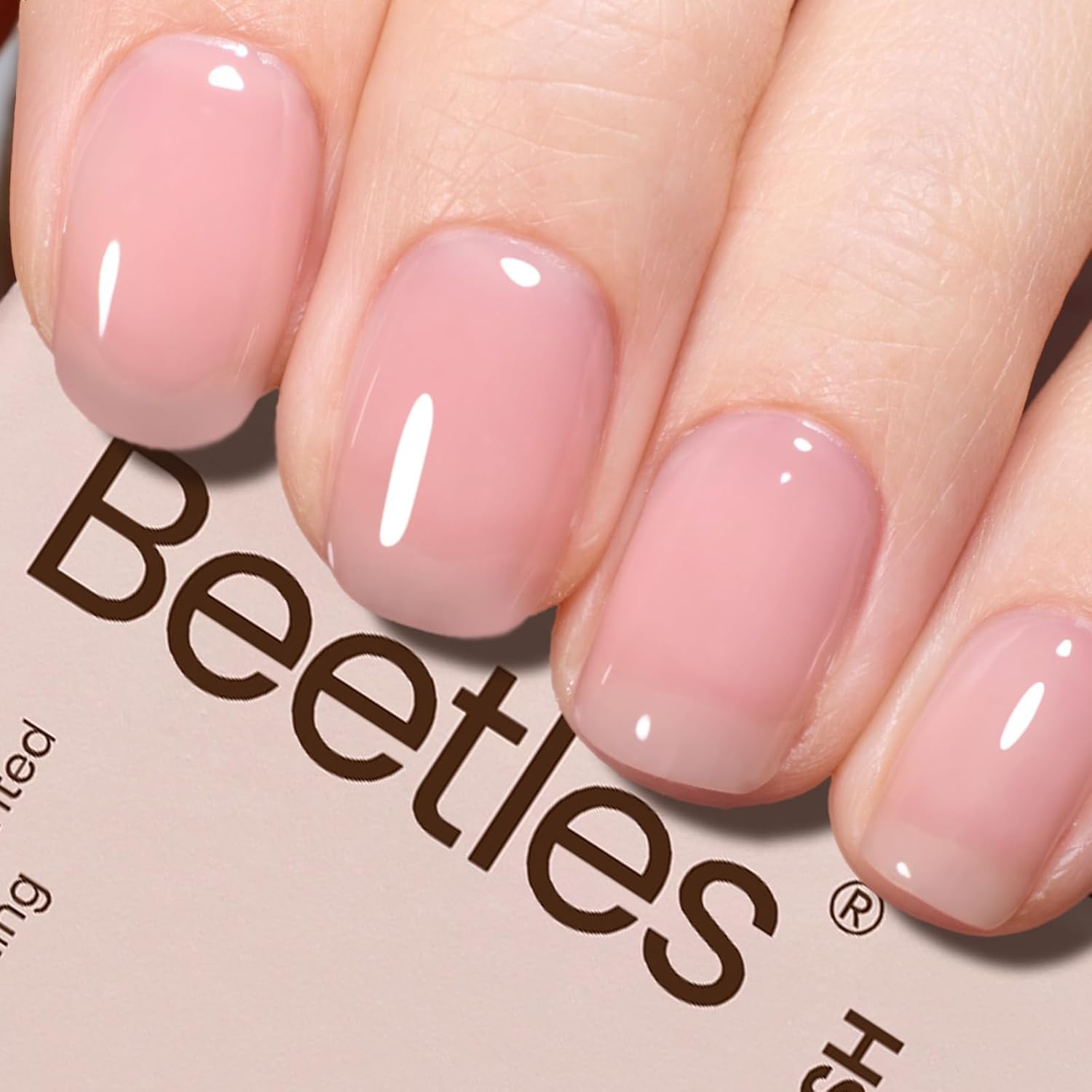 Beetles Nude Pink Gel Nail Polish, 15ml Neutral Sheer Pink Jelly Gel Polish Translucent Effect Nail Concealer Spring Summer Color Soak Off Uv French Nail Art Design Diy Manicure Gift for Women