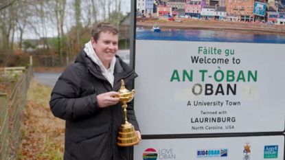 Robert MacIntyre with the Ryder Cup in Oban