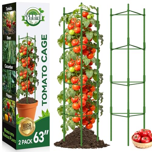 Halatool 2 Pack Tomato Cage for Garden, Up to 160cm Adjustable Tomato Cage, Garden Stakes Tomato Support Frame for Pots, Tomato Plant Support for Raised Garden Beds & Vegetables Flowers Climbing