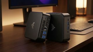 AI-Generated image of the KAMRUI Mini-PC E3B 11 Pro visuallized