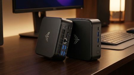 AI-Generated image of the KAMRUI Mini-PC E3B 11 Pro visuallized