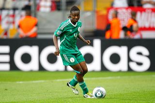 Perpetua Nkwocha of Nigeria during the FIFA Women's World Cup 2011 Group A match between Germany and Nigeria at FIFA World Cup Stadium Frankfurt on June 30, 2011 in Frankfurt am Main, Germany. (Photo by Kevin C. Cox - FIFA/FIFA via Getty Images)