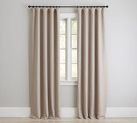 Custom Belgian Flax Linen Rod Pocket Blackout Curtain | Ranging from $38-$701 per panel at Pottery Barn