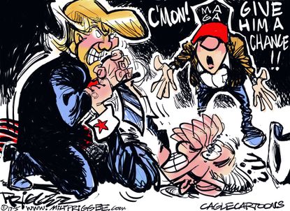 Political cartoon U.S. Trump Uncle Sam chance MAGA