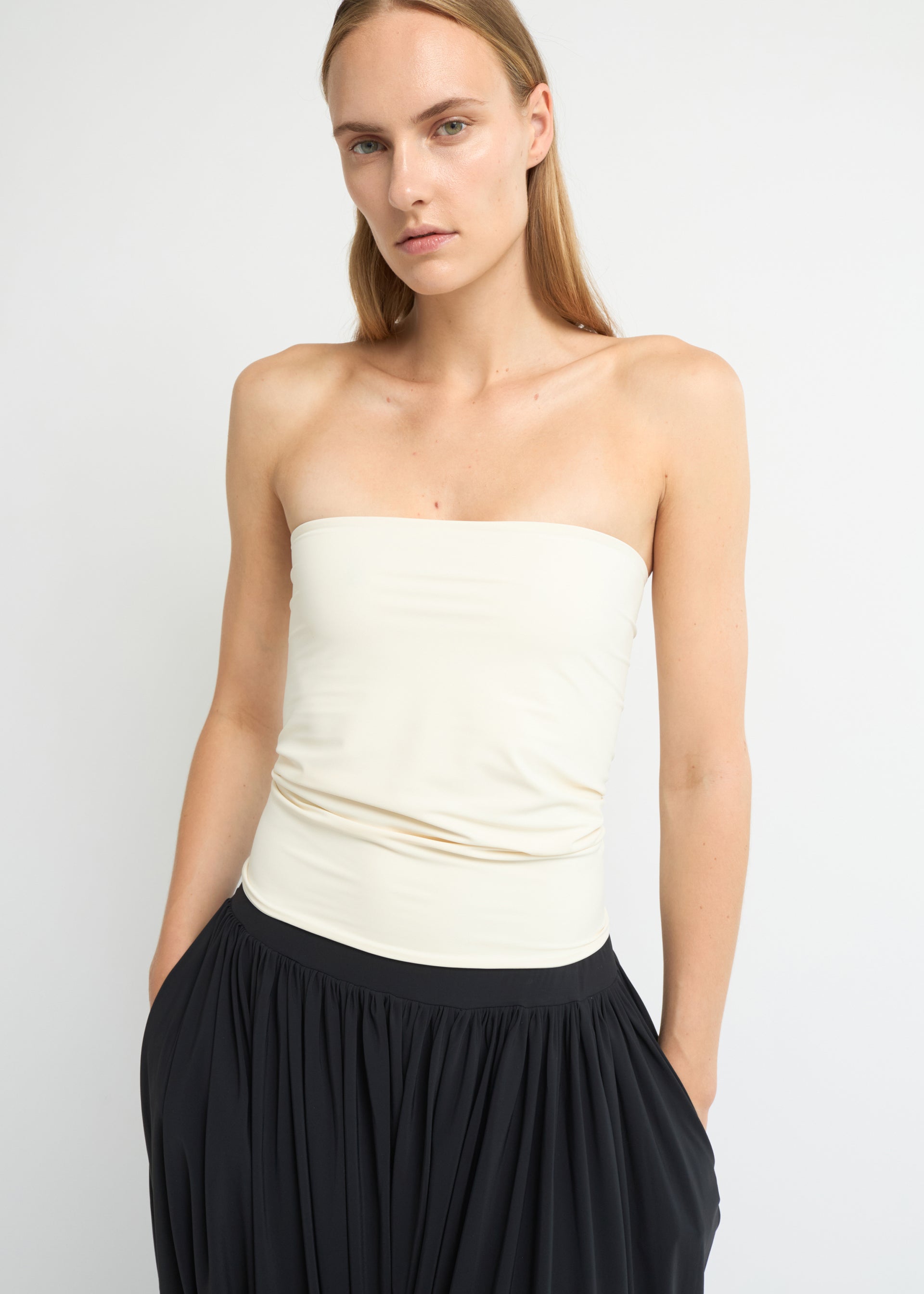 Strapless Bandeau Top, Cream - Xs