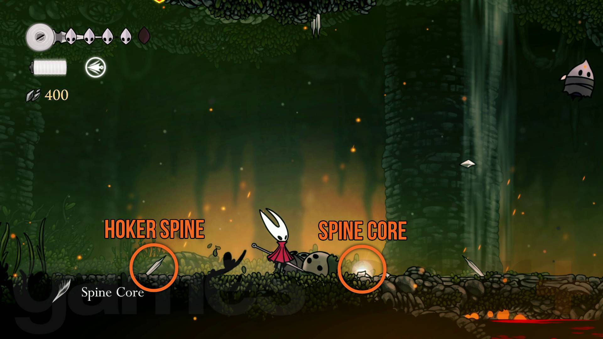 Hollow Knight Silksong dead Hoker and spine core