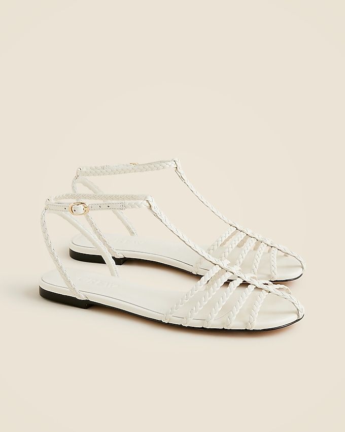 Braided Cage-Toe Sandals in Leather