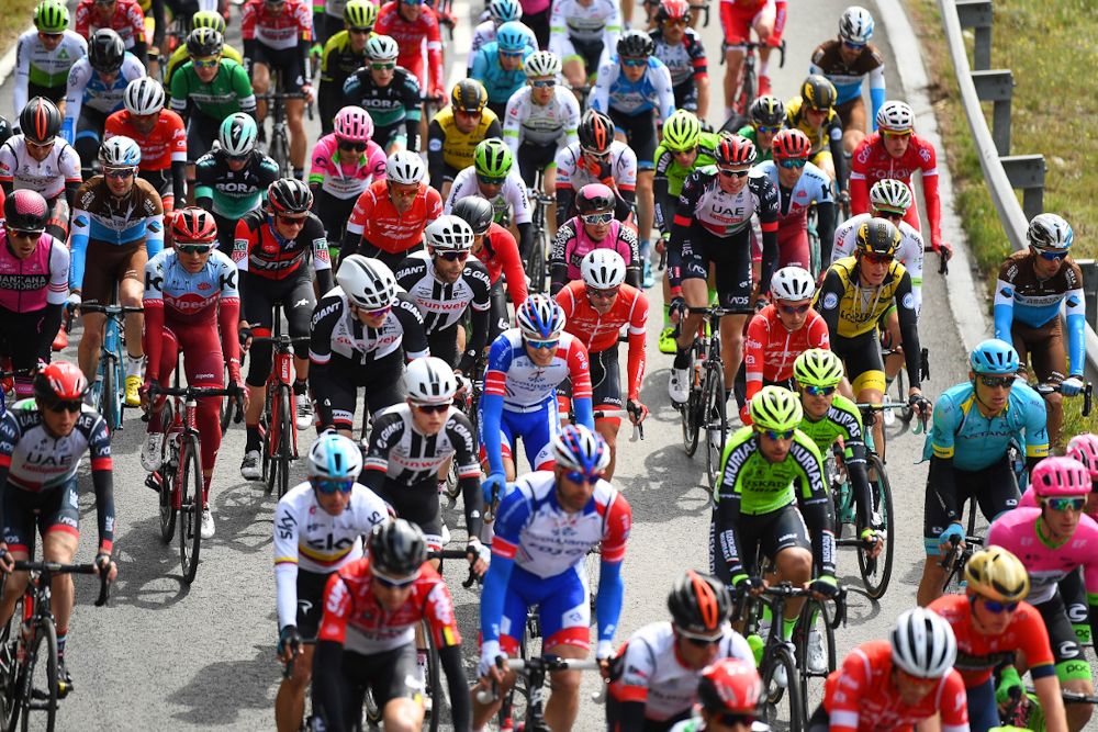 The Volta a Catalunya peloton in action during stage 2