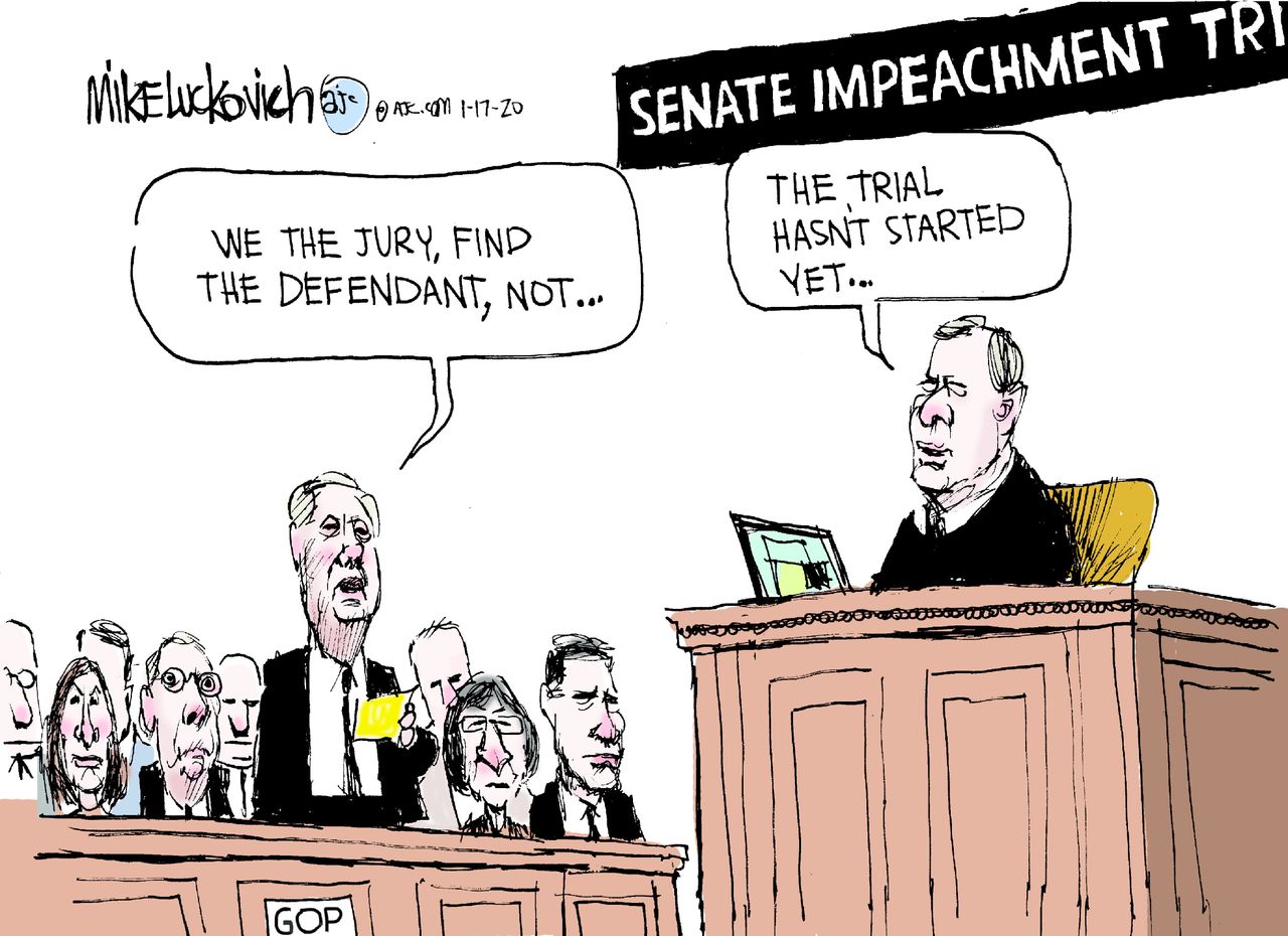 Political Cartoon U.S. Trump Lindsey Graham senate impeachment