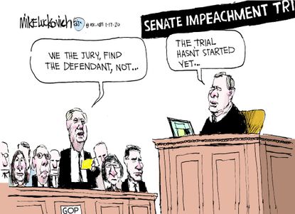 Political Cartoon U.S. Trump Lindsey Graham senate impeachment