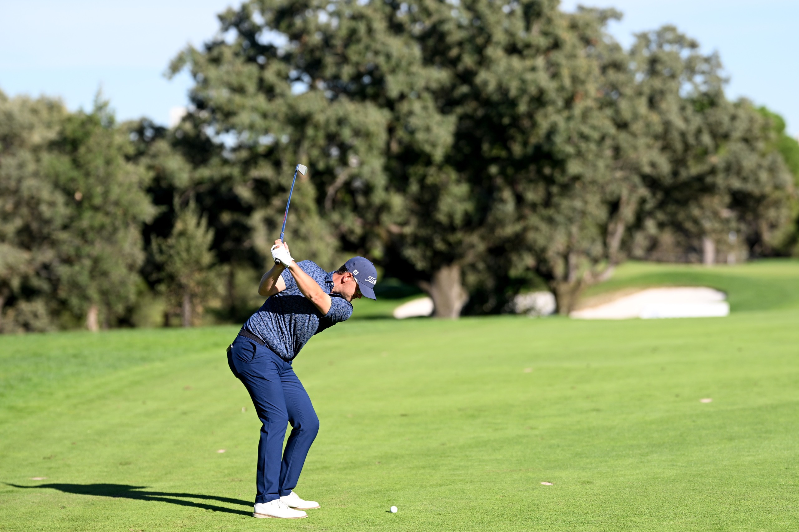 Bernd Wiesberger at the top of the backswing with iron at the Open De Espana 2026